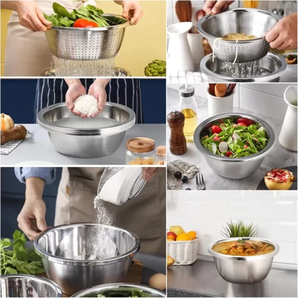 STISERY Colander 304 Stainless Steel 3-quart with Mixing Bowls