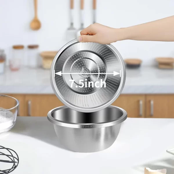 STISERY Colander 304 Stainless Steel 3-quart with Mixing Bowls