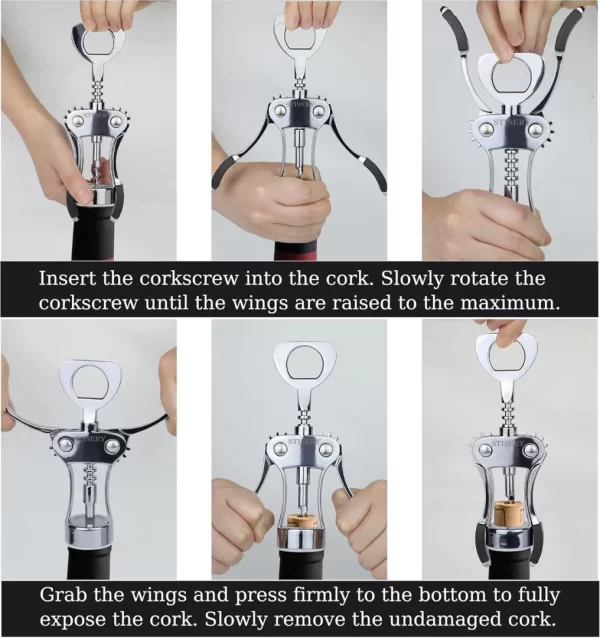 STISERY Heavy-Duty Zinc Alloy Wing Corkscrew