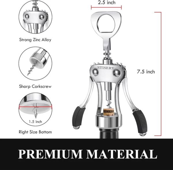 STISERY Heavy-Duty Zinc Alloy Wing Corkscrew