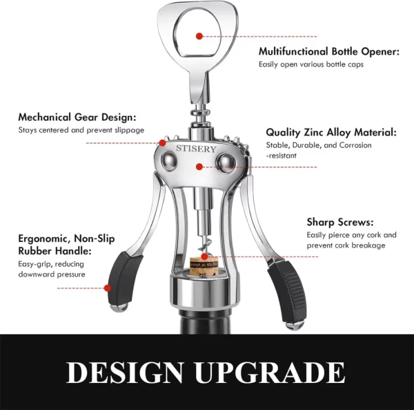 STISERY Heavy-Duty Zinc Alloy Wing Corkscrew
